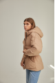 Women's down jacket of brown color