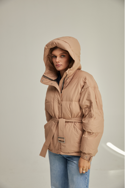 Brown women's down jacket