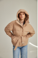 Women's down jacket of brown color