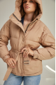 Women's down jacket of brown color