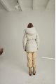 Short white down jacket with a belt and natural filling