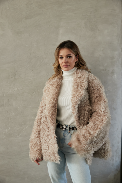 Beige sheepskin jacket