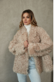 Women's double-sided sheepskin jacket of beige color made of natural sheepskin