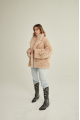 Women's two-sided sheepskin jacket made of natural sheepskin in beige color