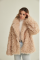 Women's two-sided sheepskin jacket made of natural sheepskin in beige color