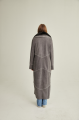 Women's gray suede sheepskin coat made of natural sheepskin with a mink collar