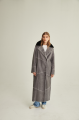 Women's gray suede sheepskin coat made of natural sheepskin with a mink collar