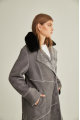 Women's gray suede sheepskin coat made of natural sheepskin with a mink collar