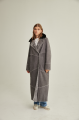 Women's gray suede sheepskin coat made of natural sheepskin with a mink collar