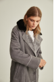 Women's gray suede sheepskin coat made of natural sheepskin with a mink collar