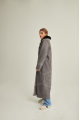 Women's gray suede sheepskin coat made of natural sheepskin with a mink collar