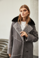 Women's gray suede sheepskin coat made of natural sheepskin with a mink collar