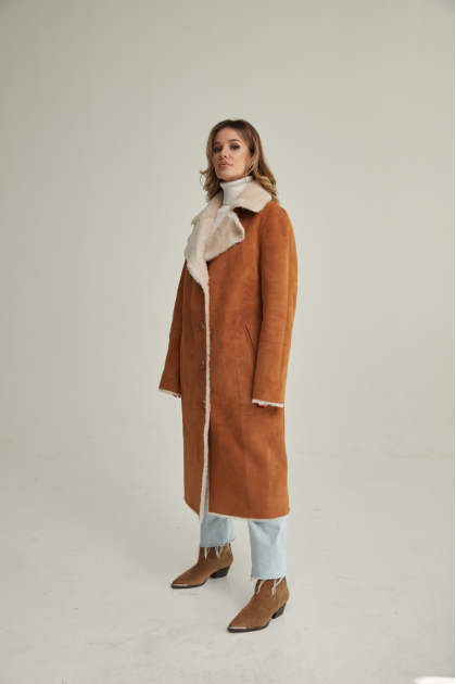 Suede sheepskin coat