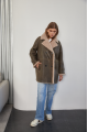 Women's sheepskin coat of gray color made of natural sheepskin in VINTAGE style