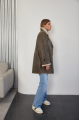 Women's sheepskin coat of gray color made of natural sheepskin in VINTAGE style