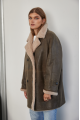 Women's sheepskin coat of gray color made of natural sheepskin in VINTAGE style