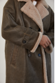 Women's sheepskin coat of gray color made of natural sheepskin in VINTAGE style