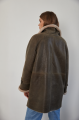 Women's sheepskin coat of gray color made of natural sheepskin in VINTAGE style