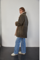 Women's sheepskin coat of gray color made of natural sheepskin in VINTAGE style