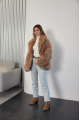 Women's double-sided sheepskin jacket made of natural sheepskin in camel color