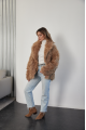 Women's double-sided sheepskin jacket made of natural sheepskin in camel color