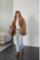 Women's double-sided sheepskin jacket made of natural sheepskin in camel color