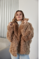 Women's double-sided sheepskin jacket made of natural sheepskin in camel color