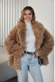 Women's double-sided sheepskin jacket made of natural sheepskin in camel color