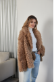 Women's double-sided sheepskin jacket made of natural sheepskin in camel color