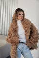 Women's double-sided sheepskin jacket made of natural sheepskin in camel color