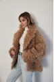 Women's double-sided sheepskin jacket made of natural sheepskin in camel color