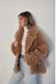 Women's double-sided sheepskin jacket made of natural sheepskin in camel color