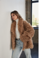 Women's double-sided sheepskin jacket made of natural sheepskin in camel color