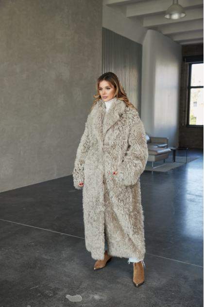 Gray two-sided sheepskin coat