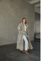 Long two-sided sheepskin coat made of natural gray sheepskin