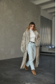 Long two-sided sheepskin coat made of natural gray sheepskin