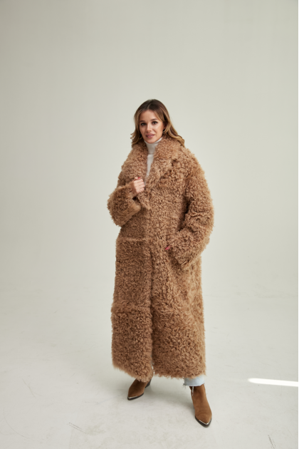 Long two-sided sheepskin coat