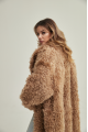 Long two-sided sheepskin coat made of natural sheepskin in camel color