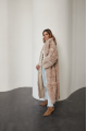 Long two-sided sheepskin coat made of natural sheepskin, beige color