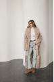 Long two-sided sheepskin coat made of natural sheepskin, beige color