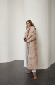 Long two-sided sheepskin coat made of natural sheepskin, beige color