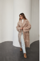 Long two-sided sheepskin coat made of natural sheepskin, beige color