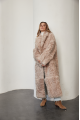 Long two-sided sheepskin coat made of natural sheepskin, beige color