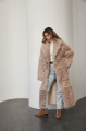 Long two-sided sheepskin coat made of natural sheepskin, beige color