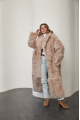 Long two-sided sheepskin coat made of natural sheepskin, beige color