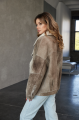 Women's sheepskin-jacket of brown color made of natural sheepskin in VINTAGE style