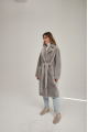 Long two-sided sheepskin coat made of natural gray sheepskin