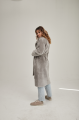 Long two-sided sheepskin coat made of natural gray sheepskin