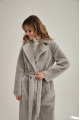 Long two-sided sheepskin coat made of natural gray sheepskin