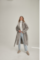 Long two-sided sheepskin coat made of natural gray sheepskin